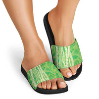 Hawaii Prince Kuhio Slide Sandals Lime Green Hawaiian Lau Maia With Leis LT05 - Polynesian Pride