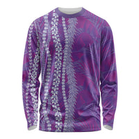 Hawaii Prince Kuhio Long Sleeve Shirt Violet Hawaiian Lau Maia With Leis LT05 Unisex Violet - Polynesian Pride