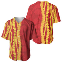 Hawaii Prince Kuhio Baseball Jersey Red Hawaiian Lau Maia With Leis
