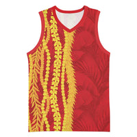 Hawaii Prince Kuhio Basketball Jersey Red Hawaiian Lau Maia With Leis LT05 Unisex Red - Polynesian Pride