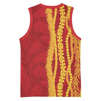 Hawaii Prince Kuhio Basketball Jersey Red Hawaiian Lau Maia With Leis LT05 - Polynesian Pride