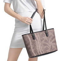 Hawaii Prince Kuhio Leather Tote Bag Mocha Hawaiian Lau Maia With Leis LT05 - Polynesian Pride
