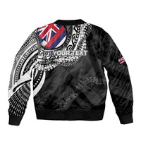 Personalised Hawaii Prince Kuhio Bomber Jacket Hawaiian Maile Lei