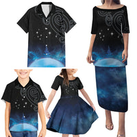 New Zealand Matariki Family Matching Puletasi and Hawaiian Shirt Pleiades Star Cluster Blue Galaxy