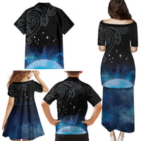 New Zealand Matariki Family Matching Puletasi and Hawaiian Shirt Pleiades Star Cluster Blue Galaxy