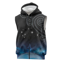 New Zealand Matariki Sleeveless Zip Hoodie Pleiades Star Cluster Blue Galaxy