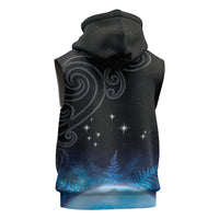 New Zealand Matariki Sleeveless Zip Hoodie Pleiades Star Cluster Blue Galaxy