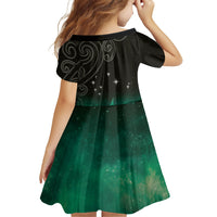 New Zealand Matariki Family Matching Tank Maxi Dress and Hawaiian Shirt Pleiades Star Cluster Green Galaxy