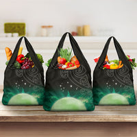 New Zealand Matariki Grocery Bag Pleiades Star Cluster Green Galaxy LT05 3-pack One Size Green - Polynesian Pride