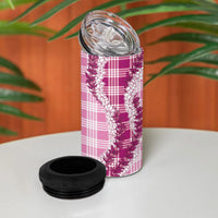 Pink Hawaii Palaka 4 in 1 Can Cooler Tumbler Hawaiian Honohono Lei