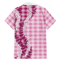 Pink Hawaii Palaka Family Matching Long Sleeve Bodycon Dress and Hawaiian Shirt Hawaiian Honohono Lei