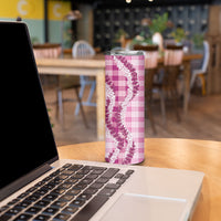 Pink Hawaii Palaka Skinny Tumbler Hawaiian Honohono Lei