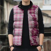 Pink Hawaii Palaka Sleeveless Puffer Jacket Hawaiian Honohono Lei LT05 - Polynesian Pride