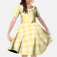 Yellow Hawaii Palaka Family Matching Long Sleeve Bodycon Dress and Hawaiian Shirt Hawaiian Honohono Lei