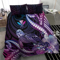 Hawaiian Monk Seal Bedding Set Kakau Tribal Pattern Violet Gradient