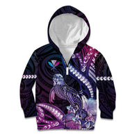 Hawaiian Monk Seal Kid Hoodie Kakau Tribal Pattern Violet Gradient