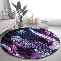 Hawaiian Monk Seal Round Carpet Kakau Tribal Pattern Violet Gradient LT05 - Polynesian Pride