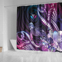 Hawaiian Monk Seal Shower Curtain Kakau Tribal Pattern Violet Gradient