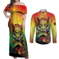 Vanuatu July 30th 1980 Couples Matching Off Shoulder Maxi Dress and Long Sleeve Button Shirt Happy Independence Day - Polynesian Pride