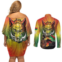 Vanuatu July 30th 1980 Couples Matching Off Shoulder Short Dress and Long Sleeve Button Shirt Happy Independence Day - Polynesian Pride