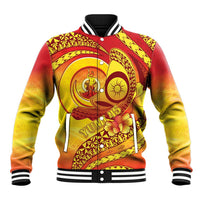 Vanuatu 46 Yia Indipendens Anivesari Baseball Jacket Tamtam Drum With Boar Tusk LT05 Unisex Yellow - Polynesian Pride