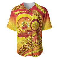 Vanuatu 46 Yia Indipendens Anivesari Baseball Jersey Tamtam Drum With Boar Tusk LT05 Yellow - Polynesian Pride
