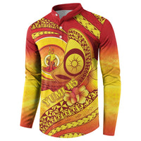 Vanuatu 46 Yia Indipendens Anivesari Button Sweatshirt Tamtam Drum With Boar Tusk LT05 - Polynesian Pride