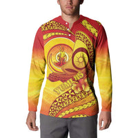 Vanuatu 46 Yia Indipendens Anivesari Button Sweatshirt Tamtam Drum With Boar Tusk LT05 - Polynesian Pride