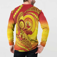 Vanuatu 46 Yia Indipendens Anivesari Button Sweatshirt Tamtam Drum With Boar Tusk LT05 - Polynesian Pride