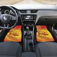 Vanuatu 46 Yia Indipendens Anivesari Car Mats Tamtam Drum With Boar Tusk LT05 Set 2pcs - Front Yellow - Polynesian Pride