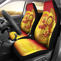 Vanuatu 46 Yia Indipendens Anivesari Car Seat Cover Tamtam Drum With Boar Tusk LT05 - Polynesian Pride