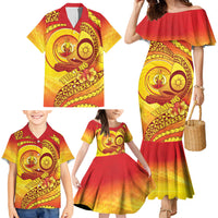 Vanuatu 46 Yia Indipendens Anivesari Family Matching Mermaid Dress and Hawaiian Shirt Tamtam Drum With Boar Tusk LT05 - Polynesian Pride