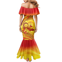 Vanuatu 46 Yia Indipendens Anivesari Family Matching Mermaid Dress and Hawaiian Shirt Tamtam Drum With Boar Tusk LT05 - Polynesian Pride