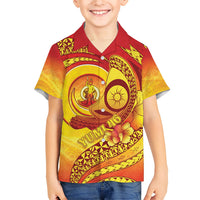 Vanuatu 46 Yia Indipendens Anivesari Family Matching Mermaid Dress and Hawaiian Shirt Tamtam Drum With Boar Tusk LT05 Son's Shirt Yellow - Polynesian Pride