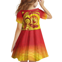 Vanuatu 45 Yia Indipendens Anivesari Family Matching Off Shoulder Maxi Dress and Hawaiian Shirt Tamtam Drum With Boar Tusk - Polynesian Pride