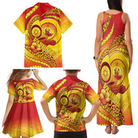 Vanuatu 46 Yia Indipendens Anivesari Family Matching Tank Maxi Dress and Hawaiian Shirt Tamtam Drum With Boar Tusk LT05 - Polynesian Pride