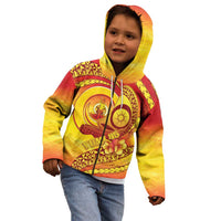 Vanuatu 45 Yia Indipendens Anivesari Kid Hoodie Tamtam Drum With Boar Tusk - Polynesian Pride