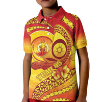 Vanuatu 45 Yia Indipendens Anivesari Kid Polo Shirt Tamtam Drum With Boar Tusk - Polynesian Pride