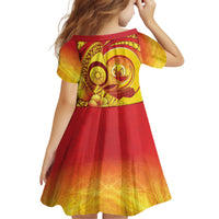 Vanuatu 46 Yia Indipendens Anivesari Kid Short Sleeve Dress Tamtam Drum With Boar Tusk LT05 - Polynesian Pride