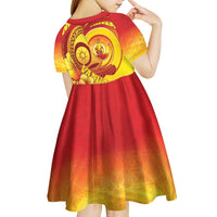 Vanuatu 46 Yia Indipendens Anivesari Kid Short Sleeve Dress Tamtam Drum With Boar Tusk LT05 - Polynesian Pride