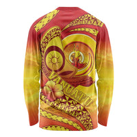 Vanuatu 45 Yia Indipendens Anivesari Long Sleeve Shirt Tamtam Drum With Boar Tusk - Polynesian Pride