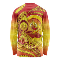 Vanuatu 46 Yia Indipendens Anivesari Long Sleeve Shirt Tamtam Drum With Boar Tusk LT05 - Polynesian Pride