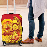Vanuatu 46 Yia Indipendens Anivesari Luggage Cover Tamtam Drum With Boar Tusk LT05 Yellow - Polynesian Pride