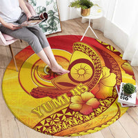 Vanuatu 46 Yia Indipendens Anivesari Round Carpet Tamtam Drum With Boar Tusk LT05 - Polynesian Pride