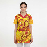 Vanuatu 45 Yia Indipendens Anivesari Scrub Top Tamtam Drum With Boar Tusk - Polynesian Pride