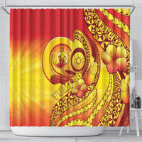Vanuatu 46 Yia Indipendens Anivesari Shower Curtain Tamtam Drum With Boar Tusk LT05 - Polynesian Pride