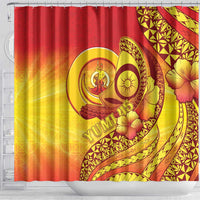 Vanuatu 45 Yia Indipendens Anivesari Shower Curtain Tamtam Drum With Boar Tusk - Polynesian Pride