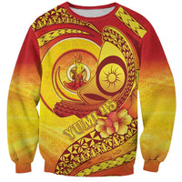 Vanuatu 46 Yia Indipendens Anivesari Sweatshirt Tamtam Drum With Boar Tusk LT05 Unisex Yellow - Polynesian Pride