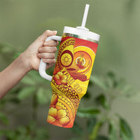Vanuatu 46 Yia Indipendens Anivesari Tumbler With Handle Tamtam Drum With Boar Tusk LT05 - Polynesian Pride