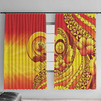 Vanuatu 46 Yia Indipendens Anivesari Window Curtain Tamtam Drum With Boar Tusk LT05 With Hooks Yellow - Polynesian Pride